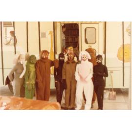 Library staff dressed as zoo animals for the "Library Zoo" parade float, Ipswich, c.1980
