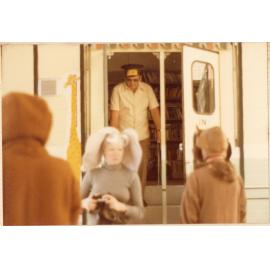 Library staff dressed as zoo animals and zoo keeper for a "Library Zoo" parade float, Ipswich, c.1980