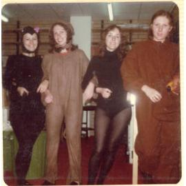Library staff dressed as zoo animals for the "Library Zoo" parade float, Ipswich Municipal Library, Ipswich Centre, Bell & East Streets, Ipswich, c.1980