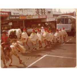 Library Bookmobile following other parade entries, Nicholas Street, Ipswich, c.1980