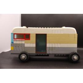 Brickswich version of Bookmobile, decorated for a parade, exiting the library loading dock, onto Bell Street, Ipswich Municipal Library, Ipswich Centre, Bell & East Streets, Ipswich, c.1980
