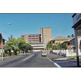 View up East Street towards Ipswich Hospital, c.1992
