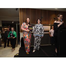 Artist Maree Hannay with Councillor Marnie Doyle, at the Ipswich Art Awards, 2024
