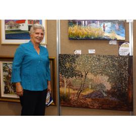 Sally Harris with her painting, winner of the Best of Show, Ipswich Art Awards, 2006