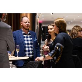 Councillor Andrews Fechner with Mayor Teresa Harding talking to attendees at the Ipswich Art Awards, 2022