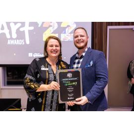 Mayor Teresa Harding and Councillor Andrew Fechner at the Ipswich Art Awards, 2022