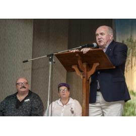 Paul Casos speaking at the Ipswich Art Awards, n.d.