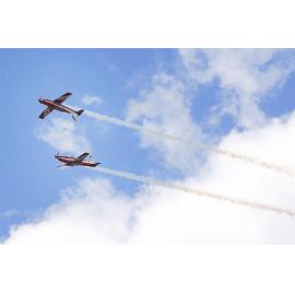 RAAF Roulettes performing aerobatic displays for Ipswich State High School students, Brassall, Ipswich, October 2011