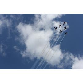 RAAF Roulettes performing aerobatic displays for Ipswich State High School students, Brassall, Ipswich, October 2011