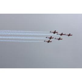 RAAF Roulettes performing aerobatic displays for Ipswich State High School students, Brassall, Ipswich, October 2011