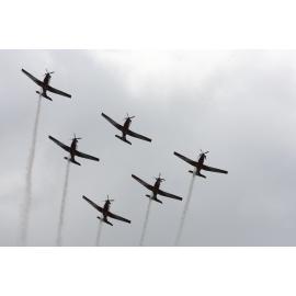 RAAF Roulettes performing aerobatic displays for Ipswich State High School students, Brassall, Ipswich, October 2011