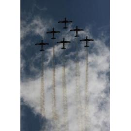 RAAF Roulettes performing aerobatic displays for Ipswich State High School students, Brassall, Ipswich, October 2011