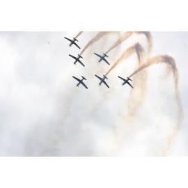 RAAF Roulettes performing aerobatic displays for Ipswich State High School students, Brassall, Ipswich, October 2011