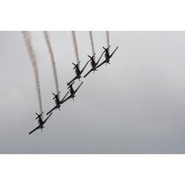 RAAF Roulettes performing aerobatic displays for Ipswich State High School students, Brassall, Ipswich, October 2011