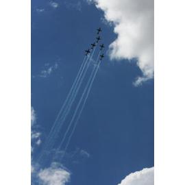 RAAF Roulettes performing aerobatic displays for Ipswich State High School students, Brassall, Ipswich, October 2011