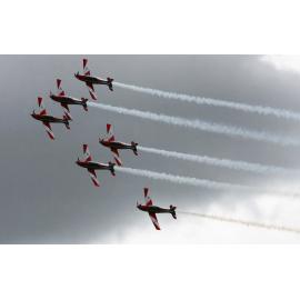 RAAF Roulettes performing aerobatic displays for Ipswich State High School students, Brassall, Ipswich, October 2011