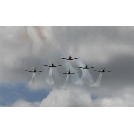 RAAF Roulettes performing aerobatic displays for Ipswich State High School students, Brassall, Ipswich, October 2011