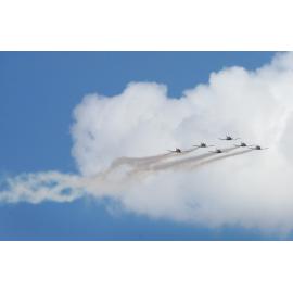 RAAF Roulettes performing aerobatic displays for Ipswich State High School students, Brassall, Ipswich, October 2011