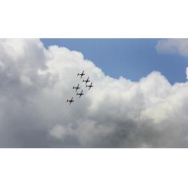 RAAF Roulettes performing aerobatic displays for Ipswich State High School students, Brassall, Ipswich, October 2011