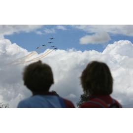 RAAF Roulettes performing aerobatic displays for Ipswich State High School students, Brassall, Ipswich, October 2011