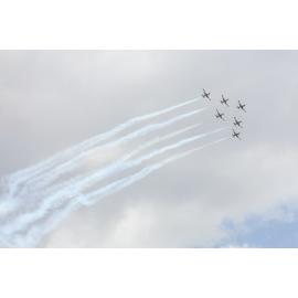 RAAF Roulettes performing aerobatic displays for Ipswich State High School students, Brassall, Ipswich, October 2011