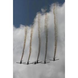 RAAF Roulettes performing aerobatic displays for Ipswich State High School students, Brassall, Ipswich, October 2011