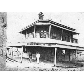 Roderick McLeod's Butcher Shop, corner Down Street and The Terrace, North Ipswich, 1890s