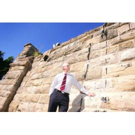 David Kernke, past chair of the National Trust of Queensland, Ipswich Branch, standing under the Bremer River Rail Bridge, Bremer Street, Ipswich, May 2007