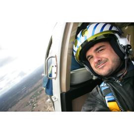 Queensland Times photo journalist flying in an Energex helicopter over Ipswich, May 2007
