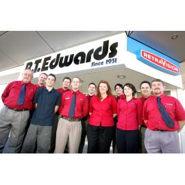 Staff at the new R.T. Edwards store, Brisbane Road, Booval, June 2007