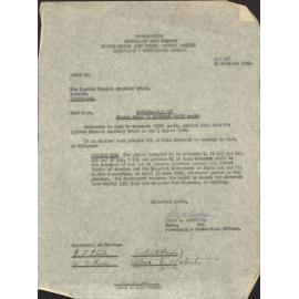 Letter from US Army to Ipswich General Cemetery Trust 1946