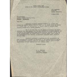 Letter from US Army to Ipswich General Cemetery Trust 1948