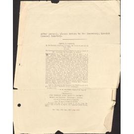 Order in Council for a cemetery extension, 1939