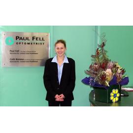 Janelle Knaggs at Paul Fell Optometrist at Forest Lake Village, Ipswich, June 2004