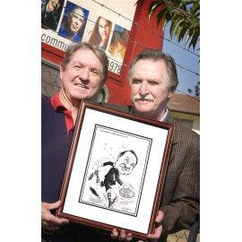 Sport Champion John Brown with Cartoonist Will Mitchell, Ipswich, June 2004