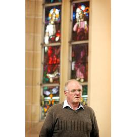 Father Peter Casey at St. Mary's Catholic Church refurbishment, Ipswich, July 2004 