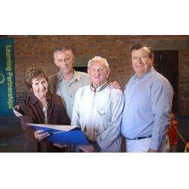 Trish and Dan Leadbetter, James Doolan, and Peter Whitelaw - at the Boiler House reunion at UQ Ipswich, Ipswich, July 2004 