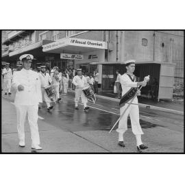 H.M.A.S. Ipswich 'Freedom of Entry to the City' event, Brisbane Street, Ipswich, January 1986