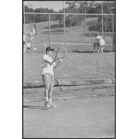 Unidentified teenage boy playing tennis, location unknown, 1st August 1994