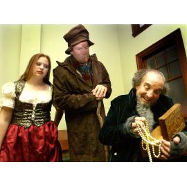 Sarah Pavitt as "Nancy", Ray Chandler as "Sykes" and Ken Mundt as "Fagan" as part of the cast in the Oliver Musical, Ipswich, August 2004 