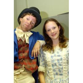 Hannah Rieck as the "Artful Dodger" and Elizabeth Drew as "Bet" as part of the cast in the Oliver Musical, Ipswich, August 2004 