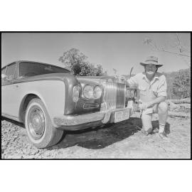 Unidentified man with what is thought to be a Rolls Royce Silver Shadow, location unknown, 2nd August 1994