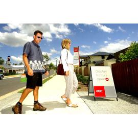 Tony and Monika Valentine take advantage of the open display homes at the Homebuyer's Centre in Springfield Lakes, Ipswich, January 2005 