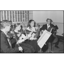 Unidentified string quartet performing in the foyer of the Ipswich Civic Centre, Ipswich, 3rd August 1994