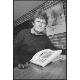 Unidentified woman with a Telecom (Telstra) landline telephone, location unknown, 4th August 1994