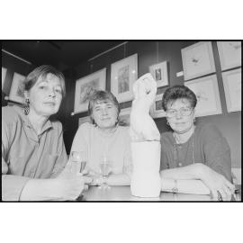 Three unidentified women at an art show at Centrepoint Boulevarde, Ipswich, Queensland, 9th August 1994