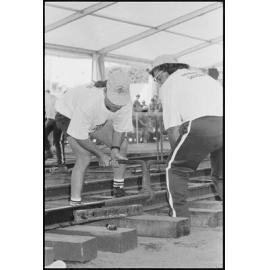The Brisbane District team compete in the Silver Spike competition at the Ekka, Brisbane Showgrounds, Brisbane, 20th August 1994