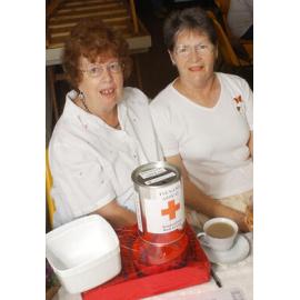 Ipswich Red Cross members Pat Robinson and Pat Vogler at their morning tea in aid of the Asian tsunami victims, Ipswich, 12th January 2005 