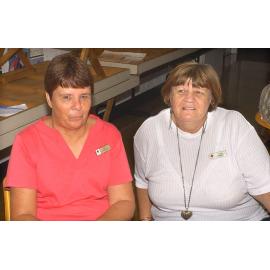 Ipswich Red Cross members Bev Coward and Joan Saxby with June Smith at their morning tea in aid of the Asian tsunami victims, Ipswich, 12th January 2005 