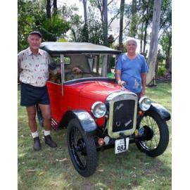 Unidentified man and Robyn Clark with a vintage car at a car club, Ipswich, 17th January 2005 